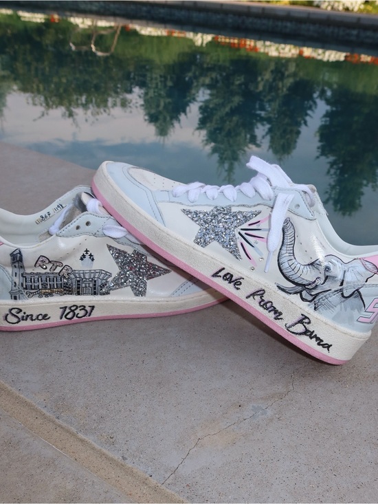 Golden Goose Shoes - Custom pink and blue Golden Goose sneakers: Bama